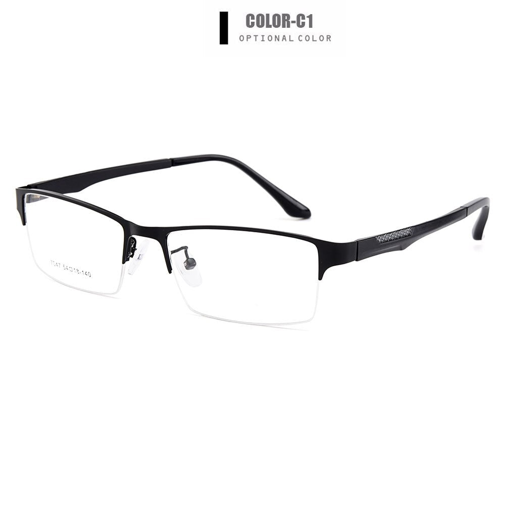 Gmei Men's Eyeglasses Semi Rim Titanium Alloy Square Y7047 Semi Rim Gmei Optical C1