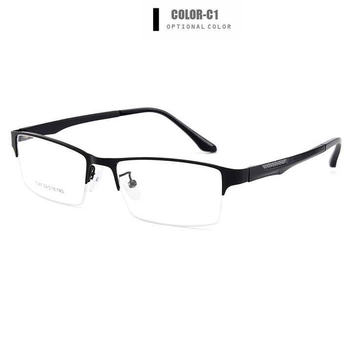 Gmei Men's Eyeglasses Semi Rim Titanium Alloy Square Y7047 Semi Rim Gmei Optical C1