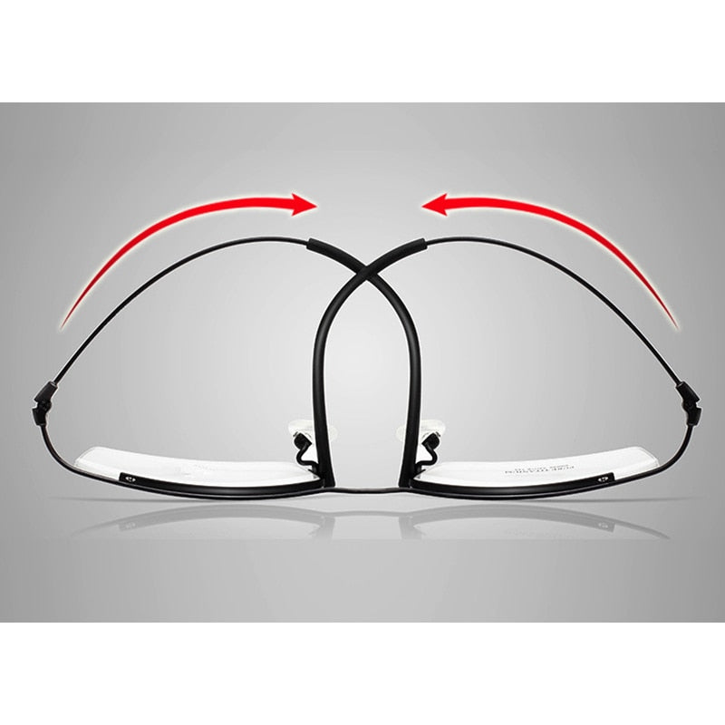 Hotony Men's Semi Rim Browline Titanium Frame Eyeglasses 6688 Semi Rim Hotony