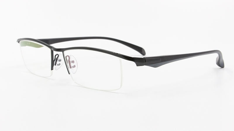 Men's Half Rim Titanium Alloy Frame TR-90 Temple Eyeglasses Np8011 Semi Rim Bclear black