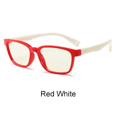 Ralferty Kids Square Eyeglasses Anti-blue Light TR90 Flexible M8140 Full Rim Ralferty Red White