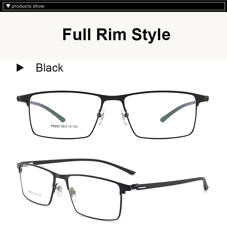 Hotochki Men's IP Electroplated Alloy Full/Semi Rim Frame Eyeglasses P9960 Semi Rim Hotochki