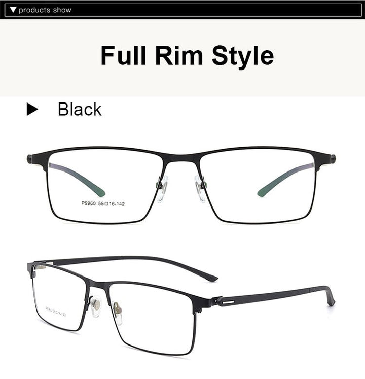 Hotochki Men's IP Electroplated Alloy Full/Semi Rim Frame Eyeglasses P9960 Semi Rim Hotochki