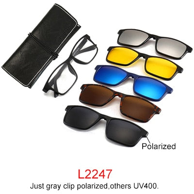Ralferty Magnet Sunglasses Men Women Luxury Brand Polarized Uv400 5 In 1 Clip On Grade Glasses Frame With Clip Ons Ralferty L2247