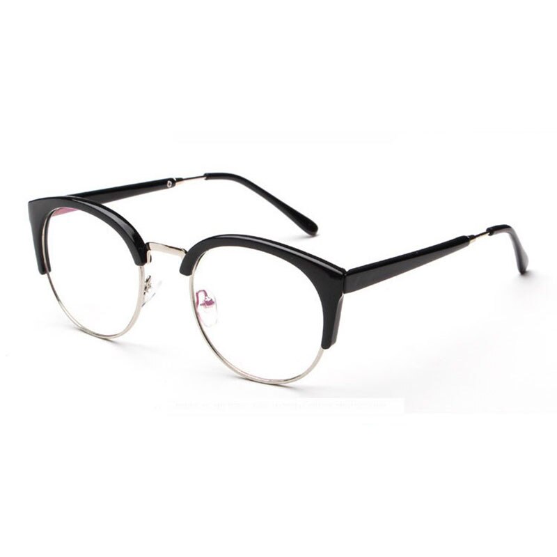 Hotochki Women's Semi Rim Cat Eye Plastic Metal Frame Eyeglasses 322 Semi Rim Hotochki black