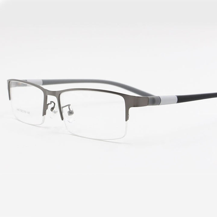 Bclear Men's Alloy Square Semi Rim Eyeglasses B2442 Semi Rim Bclear gray