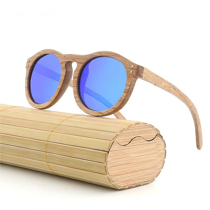 Hdcrafter Unisex Full Rim Round Bamboo Wood Frame Polarized Sunglasses Lw3016 Sunglasses HdCrafter Sunglasses   