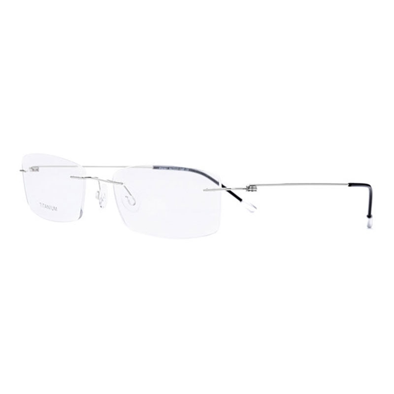 Hotochki Unisex Titanium Rimless Rectangular Frame Eyeglasses P8361 Rimless Hotochki Silver  