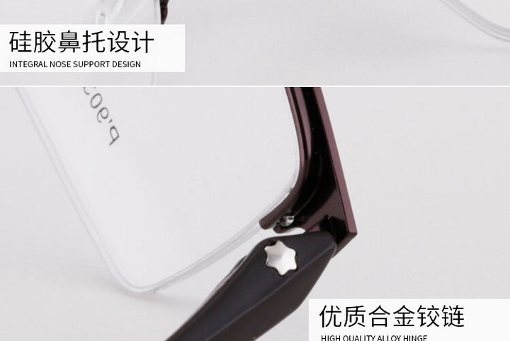 Men's Half Rim Titanium Frame Eyeglasses 9035 Semi Rim Bclear