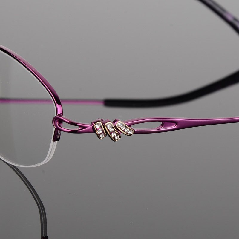 Women's Semi Rim Alloy Frame Eyeglasses F6019 Semi Rim Bclear