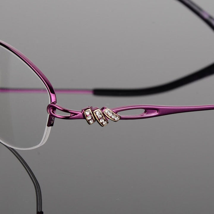 Women's Semi Rim Alloy Frame Eyeglasses F6019 Semi Rim Bclear