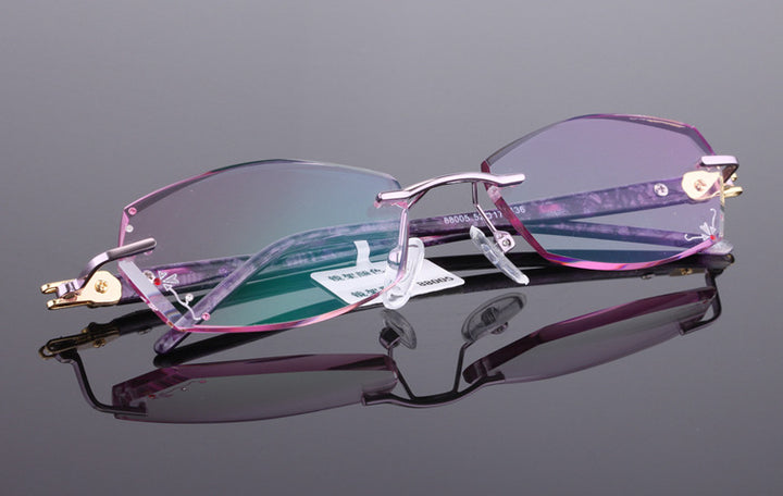 Reven Jate Unisex Rimless Rectangle Titanium Eyeglasses 88005 Rimless Reven Jate