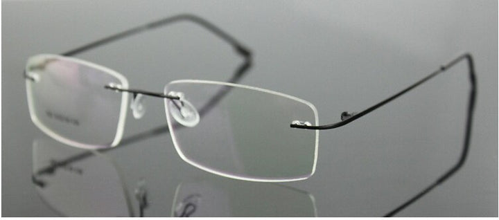 Chashma Men's RImless Square Titanium Eyeglasses L763 Rimless Chashma black