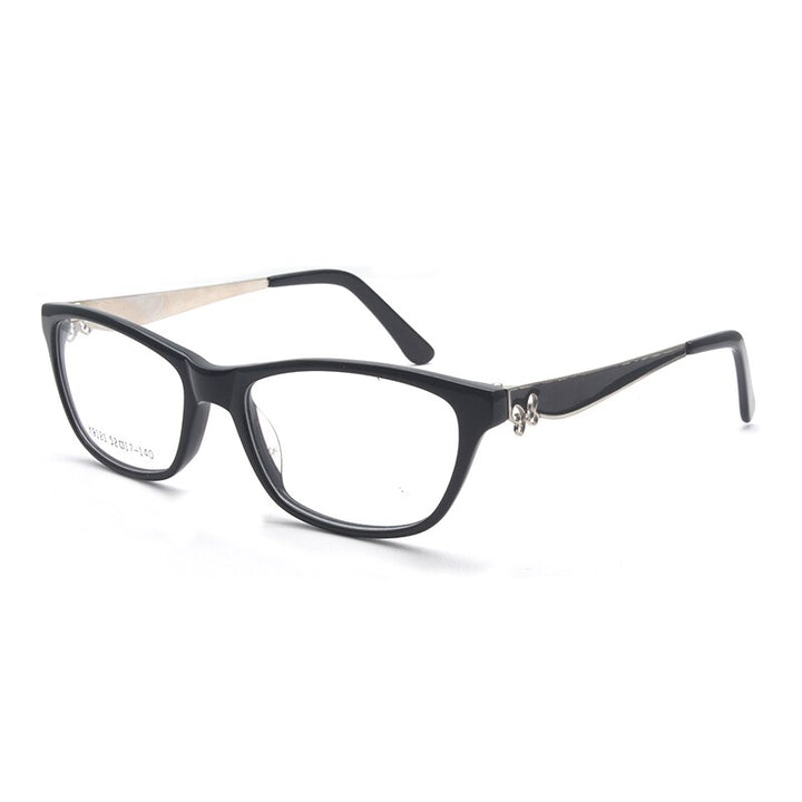 Reven Jate Unisex Full Rim Rectangle Acetate Eyeglasses K9121 Full Rim Reven Jate black