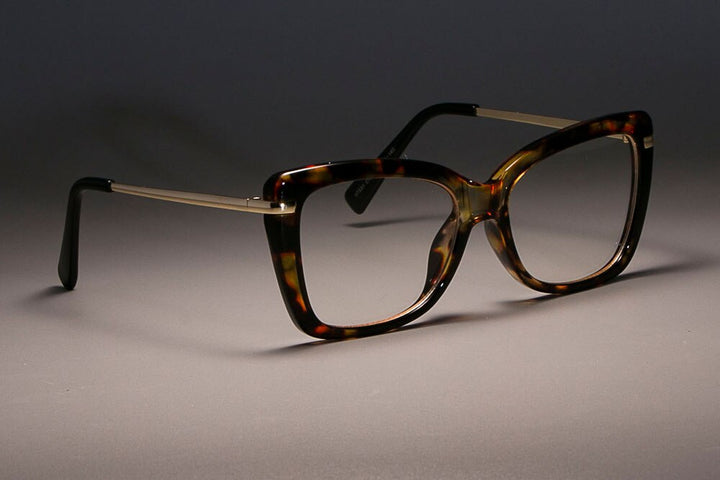 CCspace Women's Full Rim Rectangle Cat Eye Resin Frame Eyeglasses 45548 Full Rim CCspace C3 leopard clear