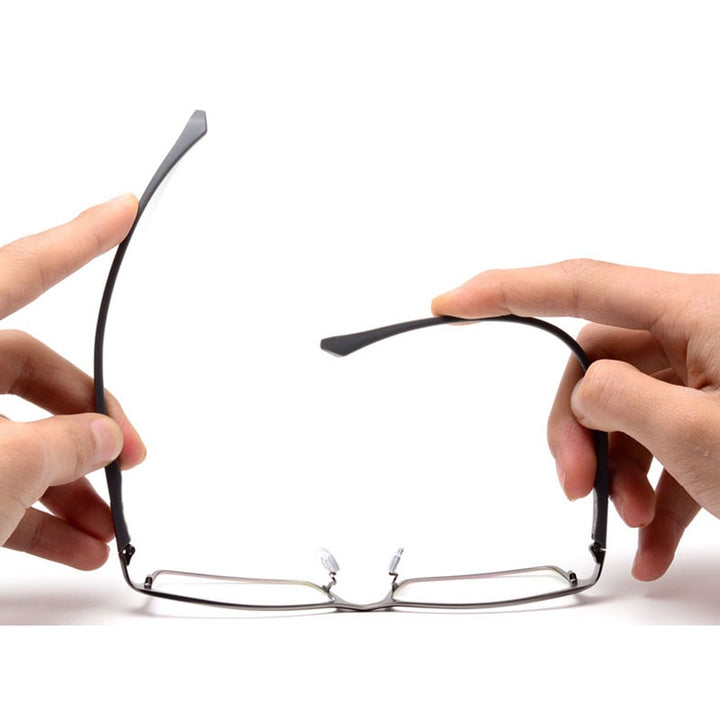 Hotochki Men's Full Rim Rectangular Alloy Acetate Frame Eyeglasses Full Rim Hotochki