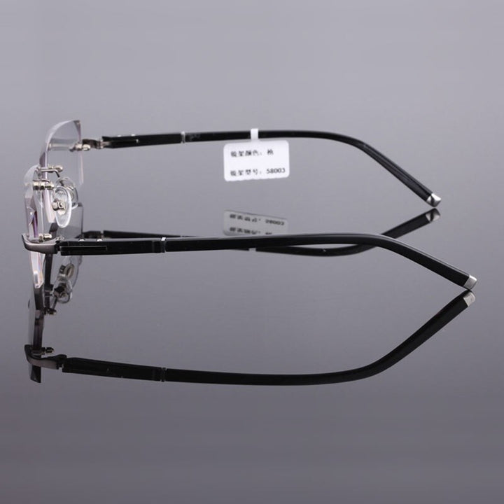 Reven Jate 58003 Pure Titanium Rimless Diamond Cutting Man Glasses Frame Eyeglasses (Gray) Rimless Reven Jate