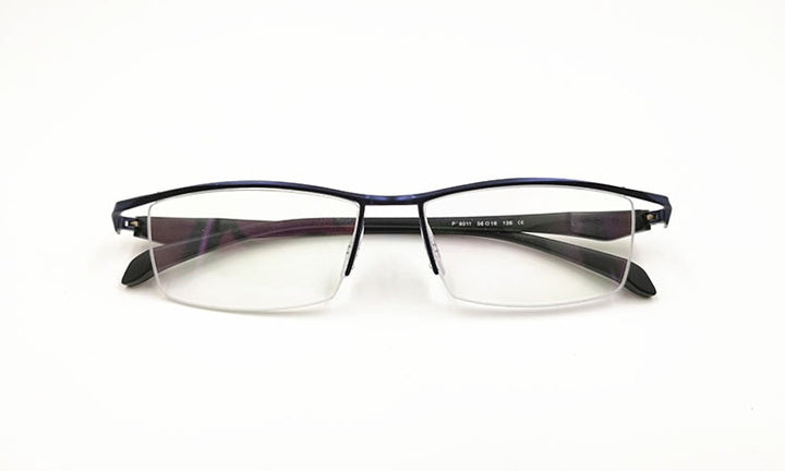 Men's Titanium Alloy Eyeglasses Half Rim Frame P8011 Semi Rim Bclear