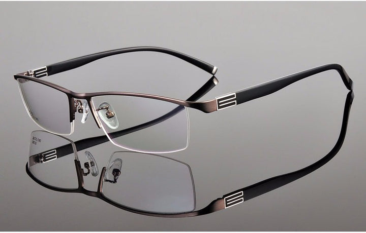 Reven Jate Men's Semi Rim Rectangle Titanium Alloy Eyeglasses 56170 Semi Rim Reven Jate