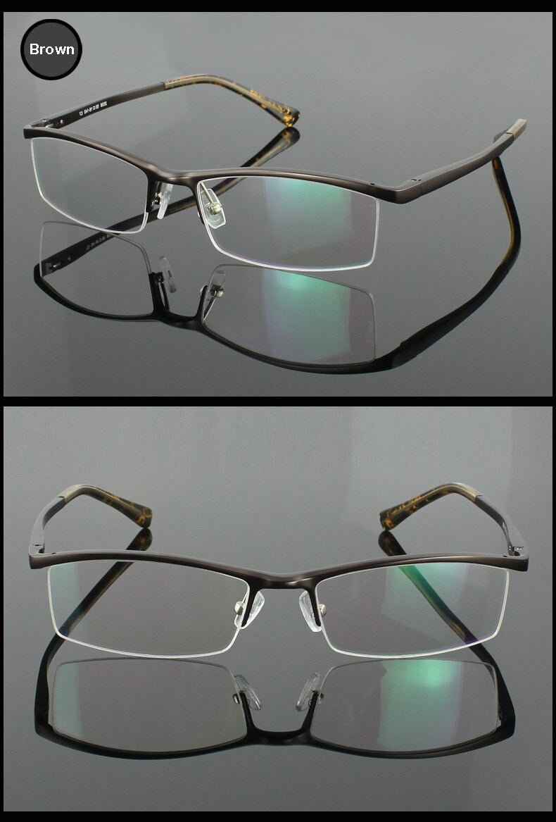 Hotochki Men's Semi Rim Aluminium Magnesium Alloy Frame Eyeglasses 2036 Semi Rim Hotochki