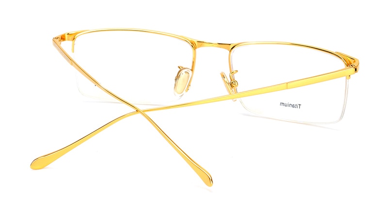 Hotony Men's Semi Rim Square Titanium Frame Eyeglasses S8803 Semi Rim Hotony