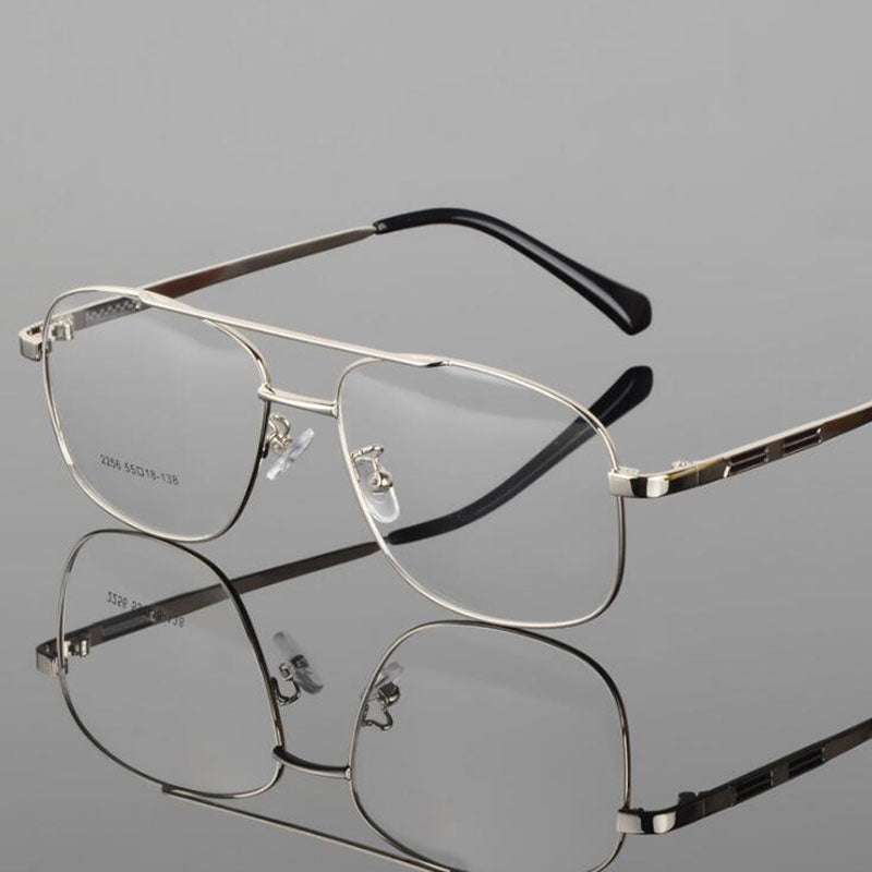 Hotochki Unisex Full Rim Round Box Alloy Frame Eyeglasses 2256 Full Rim Hotochki silver