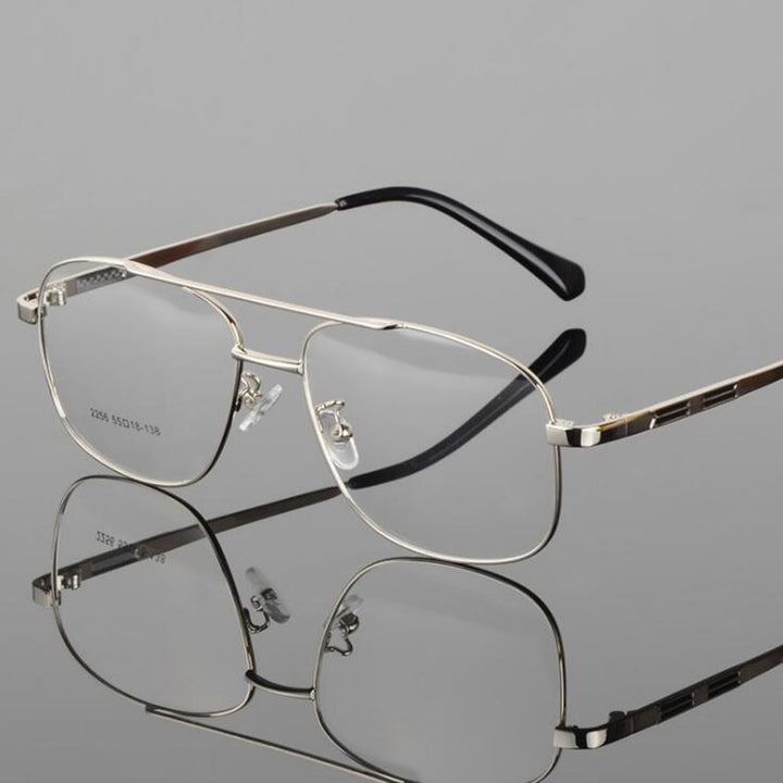 Hotochki Unisex Full Rim Round Box Alloy Frame Eyeglasses 2256 Full Rim Hotochki silver
