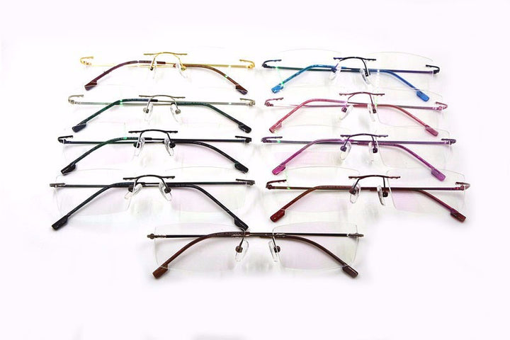Reven Jate Unisex Rimless Square Titanium Eyeglasses R522 Rimless Reven Jate