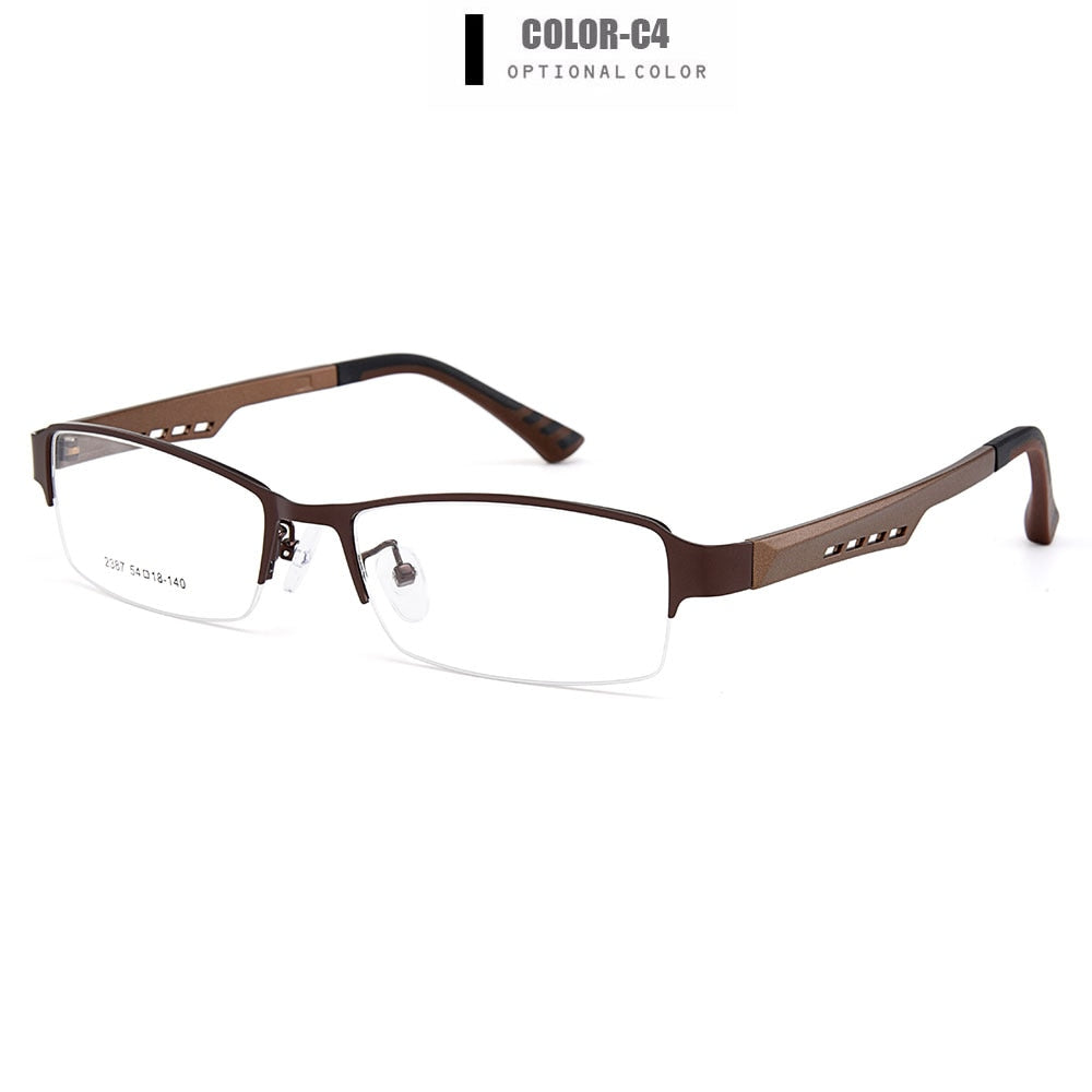 Gmei Men's Semi Rim Square Tr 90 Titanium Alloy Eyeglasses Y2387 Semi Rim Gmei Optical C4