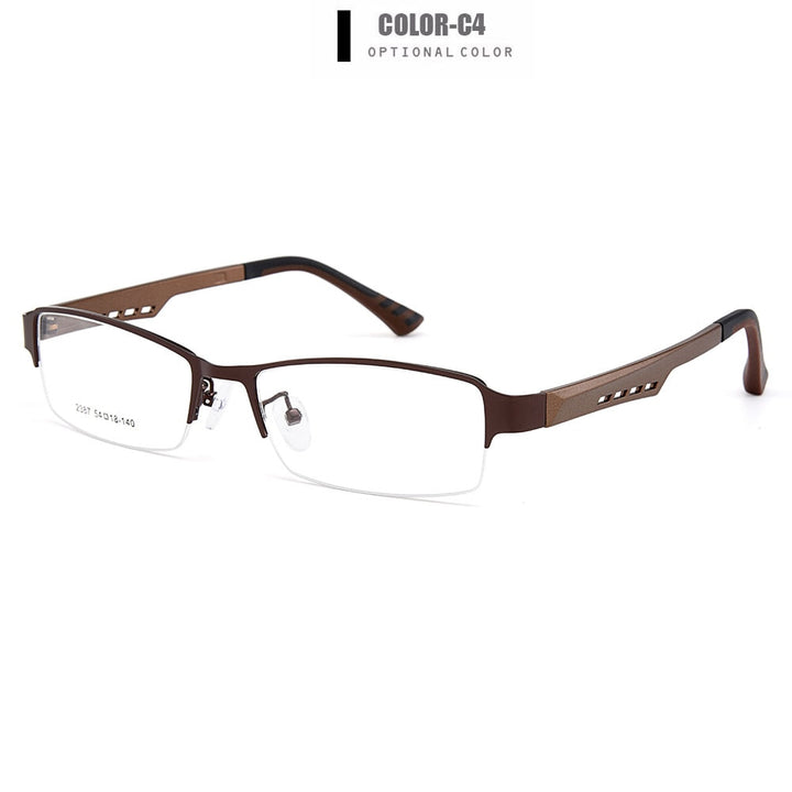 Gmei Men's Semi Rim Square Tr 90 Titanium Alloy Eyeglasses Y2387 Semi Rim Gmei Optical C4