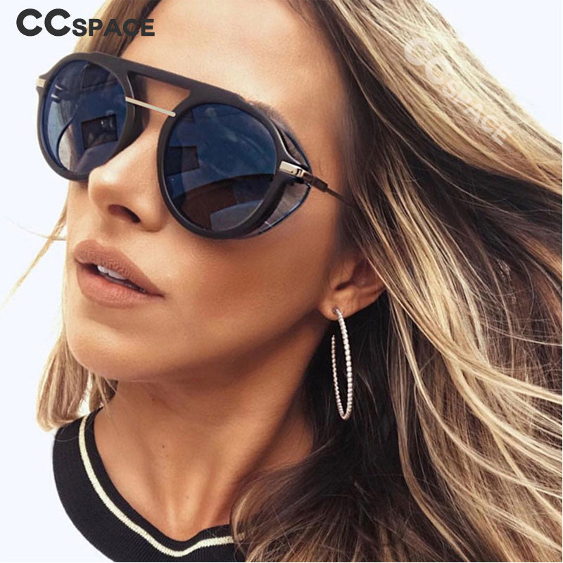 CCspace Unisex Full Rim Round Resin Steampunk Frame Sunglasses 46122 Sunglasses CCspace Sunglasses