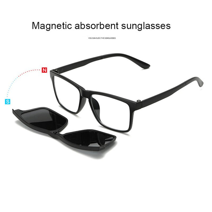 Unisex 5 Piece Clip On Sunglasses Polarized Magnetic Eyeglasses Sn2201-32 Clip On Sunglasses Brightzone   