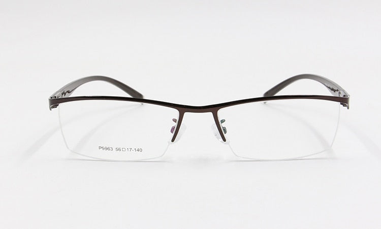 Men's Semi Rim Square Titanium Alloy Eyeglasses P9963 Semi Rim Bclear