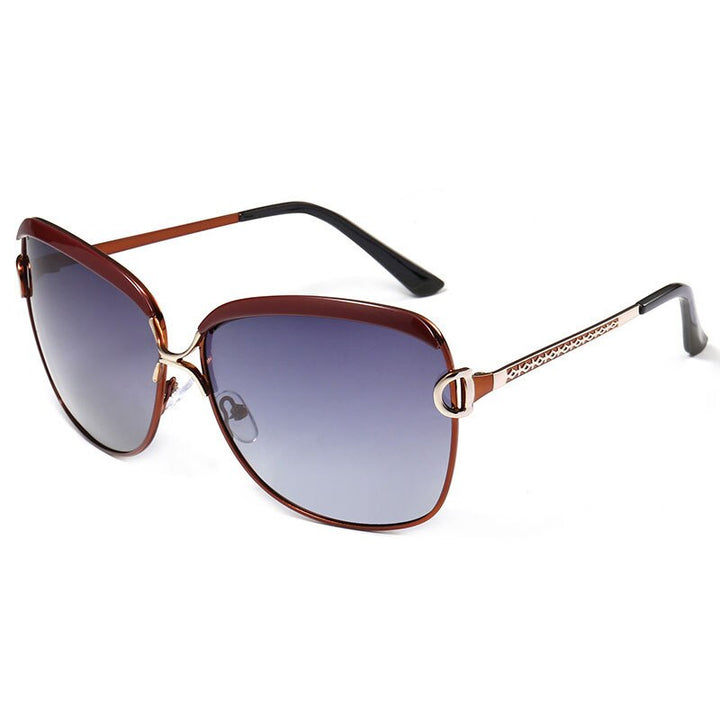 Reven Jate Women Sunwear 8702 Woman Sunglasses Frame Polarized Gradient Tinted Lenses Polarize Sun Frame Sunglasses Reven Jate Brown