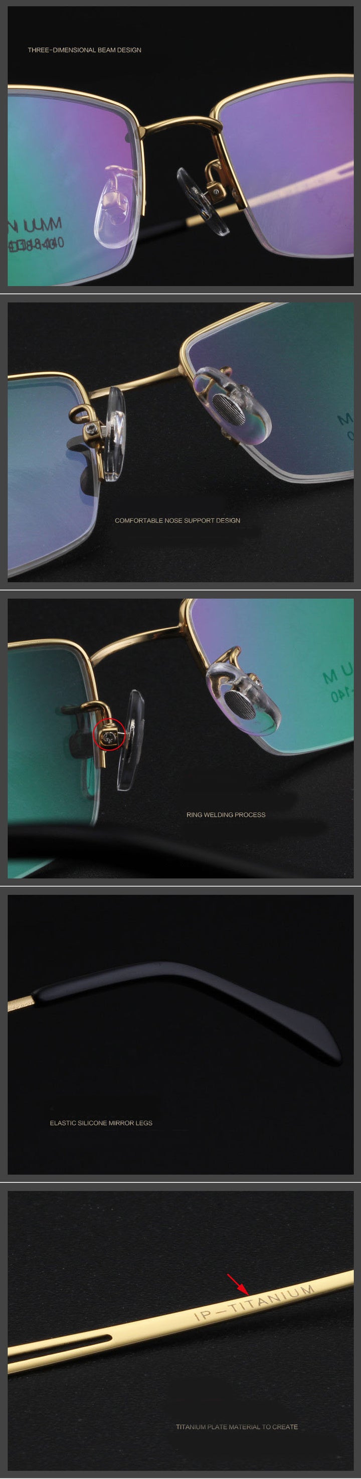 Men's Titanium Frame Half Rim Eyeglasses Lr8906 Semi Rim Bclear