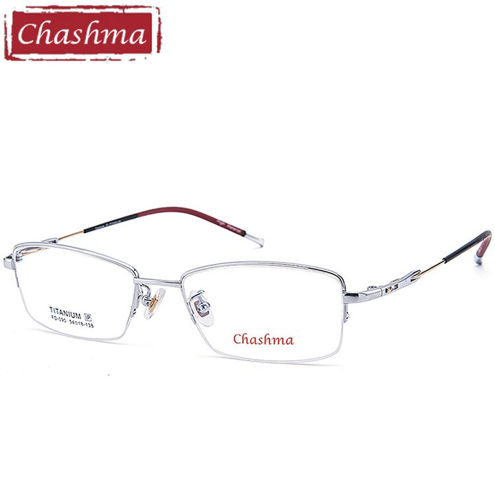 Chashma Ottica Men's Semi Rim Square Titanium Eyeglasses 090 Semi Rim Chashma Ottica Silver