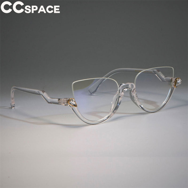 CCspace Women's Semi Rim Cat Eye Resin Frame Eyeglasses 45159 Semi Rim CCspace C9 clear clear