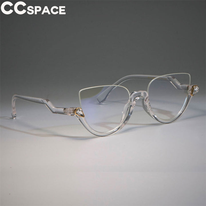 CCspace Women's Semi Rim Cat Eye Resin Frame Eyeglasses 45159 Semi Rim CCspace C9 clear clear