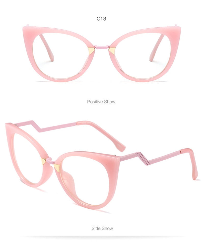 Hotony Women's Full Rim Cat Eye Acetate Frame Eyeglasses 97320 Full Rim Hotony