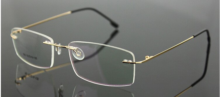 Chashma Men's RImless Square Titanium Eyeglasses L763 Rimless Chashma Gold