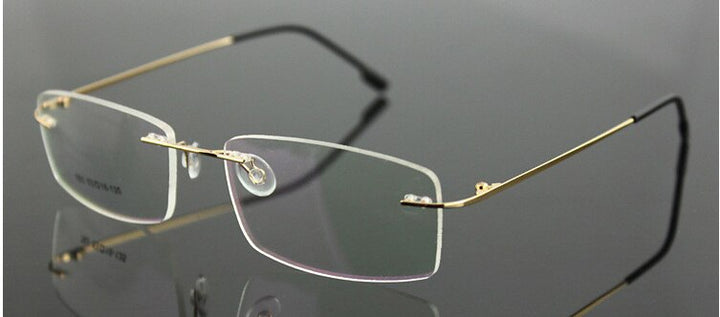 Chashma Men's RImless Square Titanium Eyeglasses L763 Rimless Chashma Gold