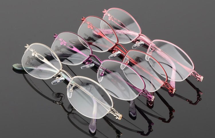Women's Semi Rim Alloy Frame Eyeglasses F6019 Semi Rim Bclear