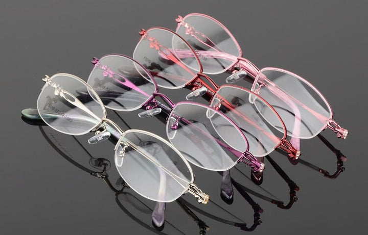 Women's Semi Rim Alloy Frame Eyeglasses F6019 Semi Rim Bclear