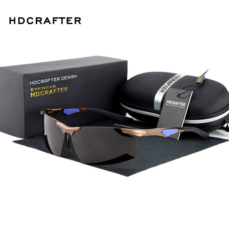 Hdcrafter Men's Rimless Aluminum Magnesium Rectangle Frame Polarized Sunglasses E300 Sunglasses HdCrafter Sunglasses