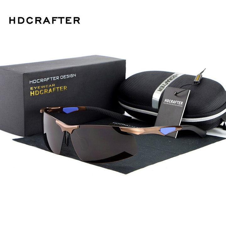 Hdcrafter Men's Rimless Aluminum Magnesium Rectangle Frame Polarized Sunglasses E300 Sunglasses HdCrafter Sunglasses