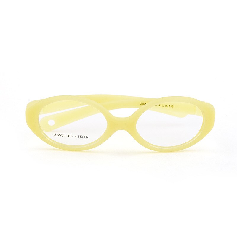 Unisex Children's Oval Titanium Plastic Framed Eyeglasses Frame Brightzone C11 yellow  