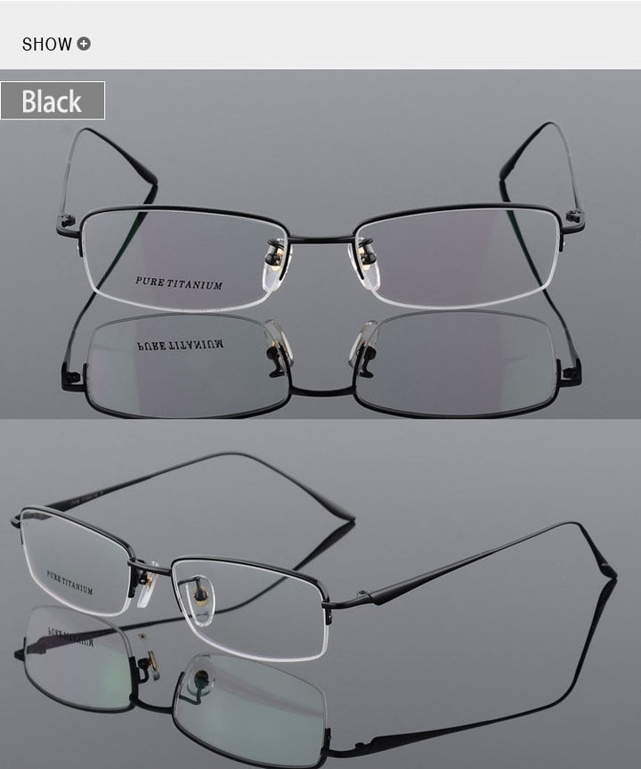 Unisex Titanium Half Rim Eyeglasses Round Box Frame 8272 Semi Rim Bclear