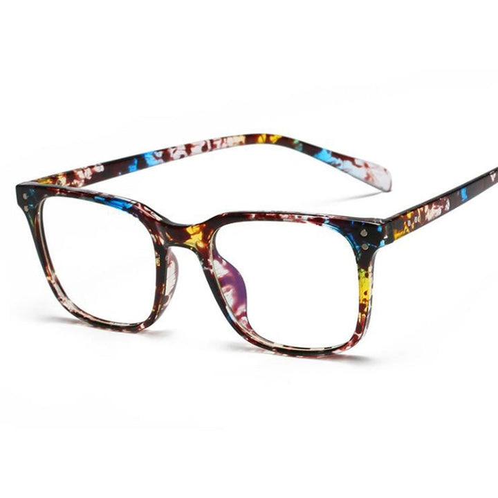 Hotochki Unisex Full Rim TR-90 Resin Square Acetate Frame Eyeglasses 5025 Full Rim Hotochki