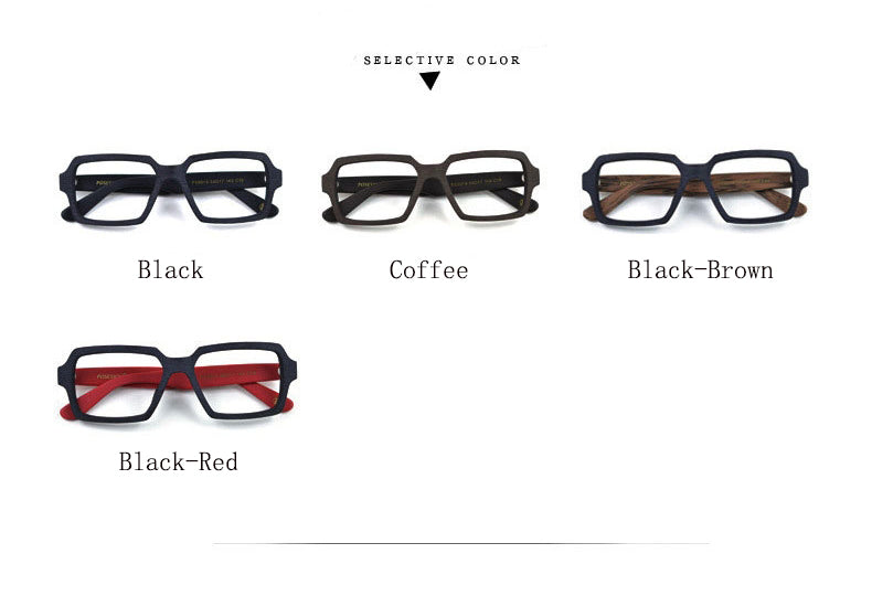 Hdcrafter Unisex Full Rim Oversized Square Wood Acetate Frame Eyeglasses Ps9019 Full Rim Hdcrafter Eyeglasses