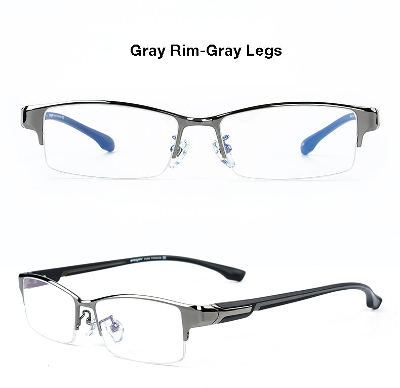 Reven Jate Men's Semi Rim Rectangle Titanium Eyeglasses L266 Semi Rim Reven Jate